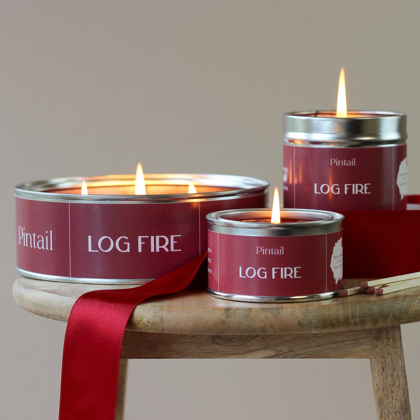 Log Fire Classic Tin Candle