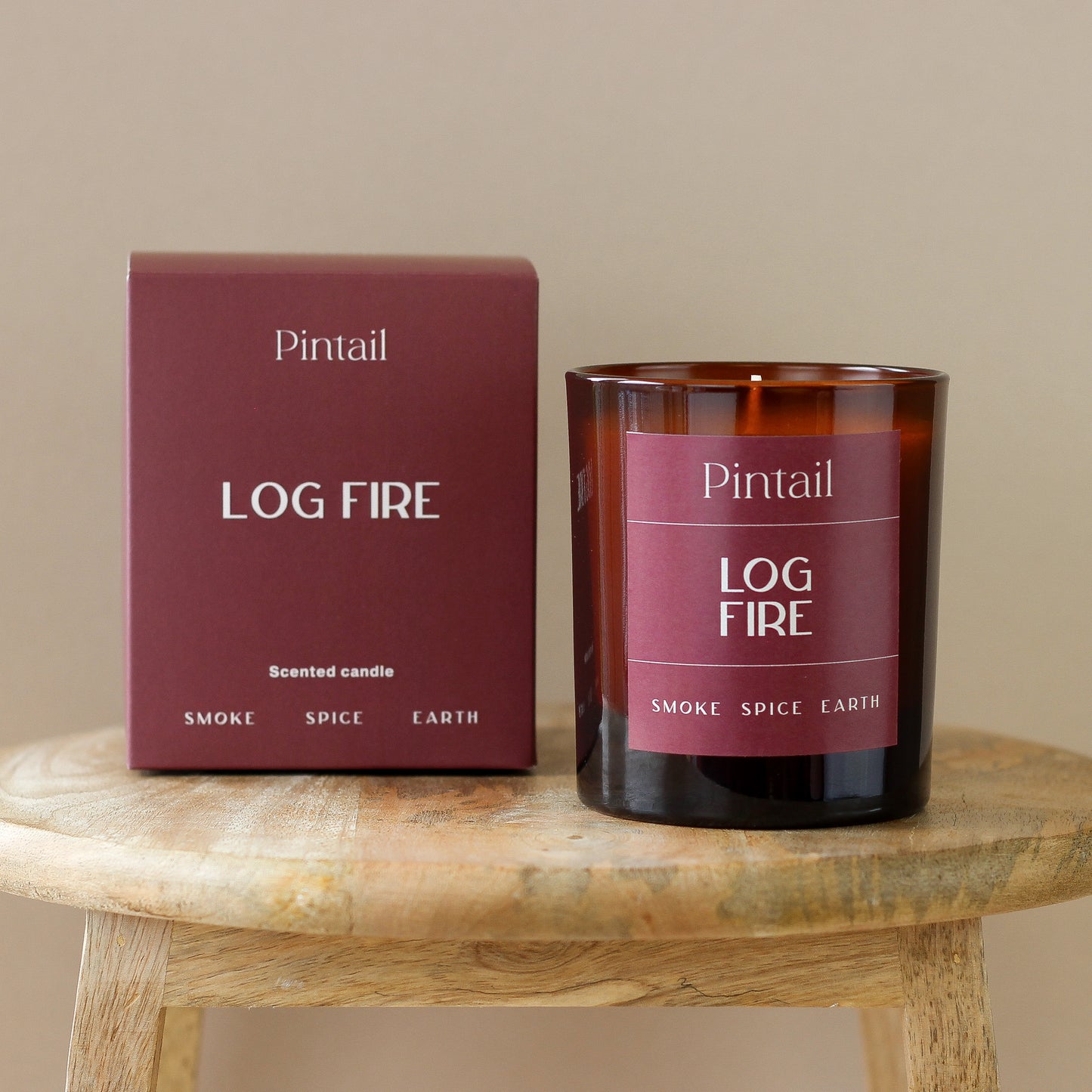 Log Fire Glass Candle
