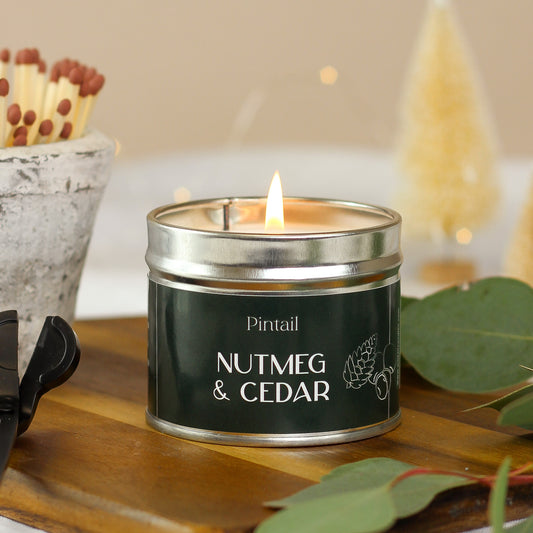 Nutmeg & Cedar Classic Tin Candle