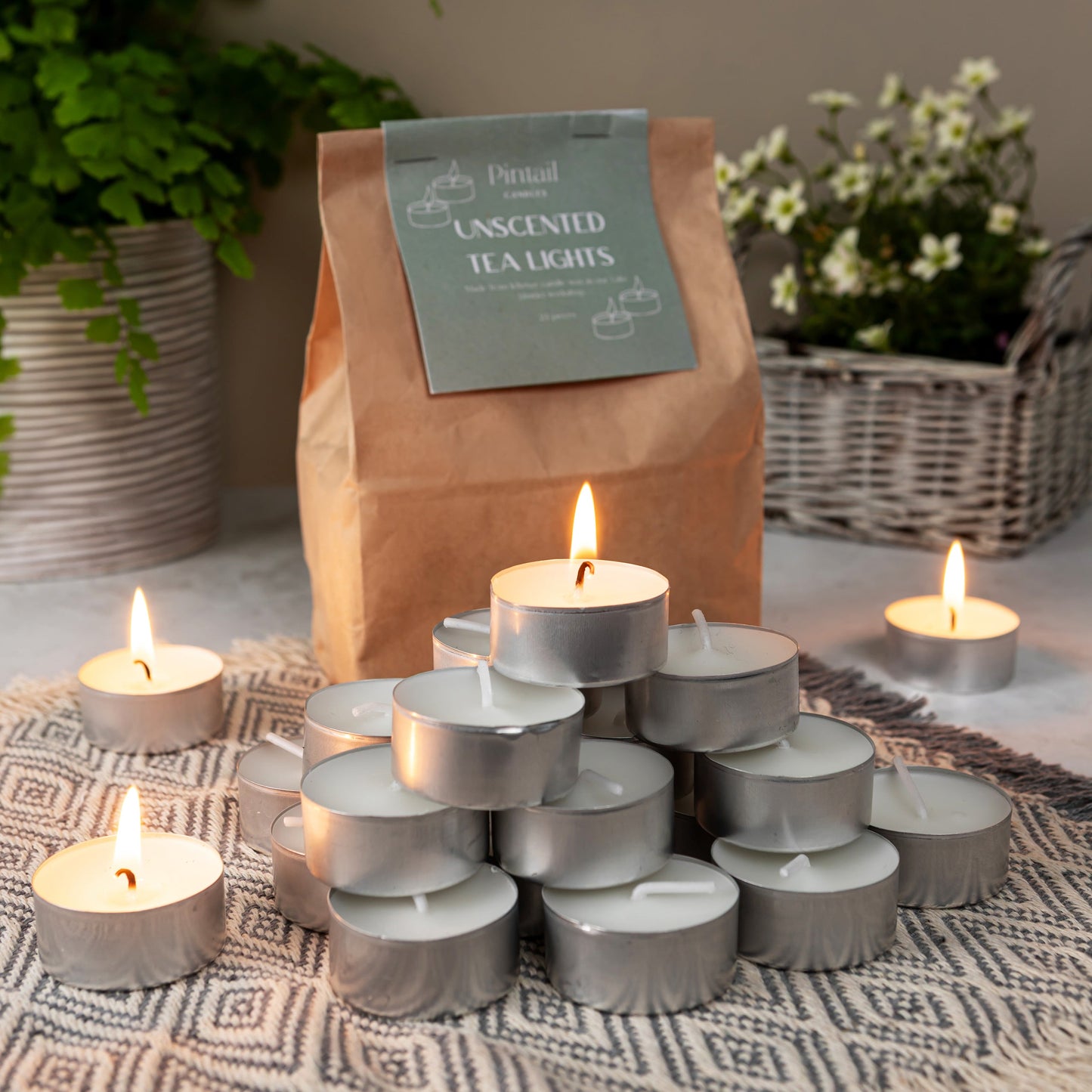 Unscented Recycled Wax Tea Lights - 24 Pack