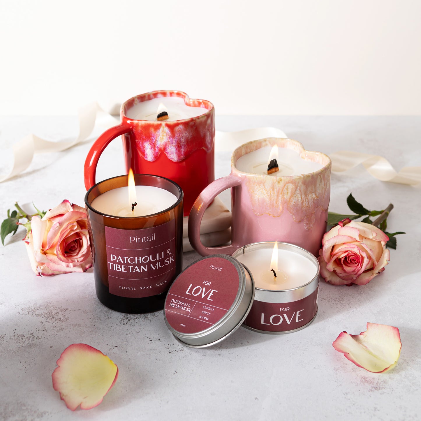 Ceramic Heart Mug Candle - Patchouli & Tibetan Musk