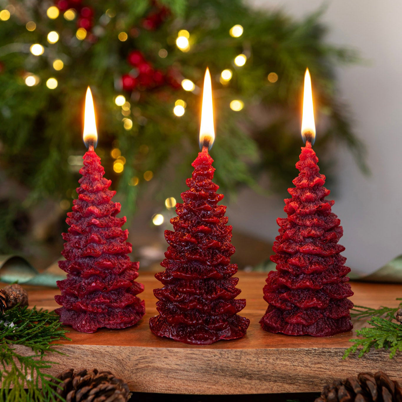 Christmas Tree Candles (Pack Of 3) - Dispatching October