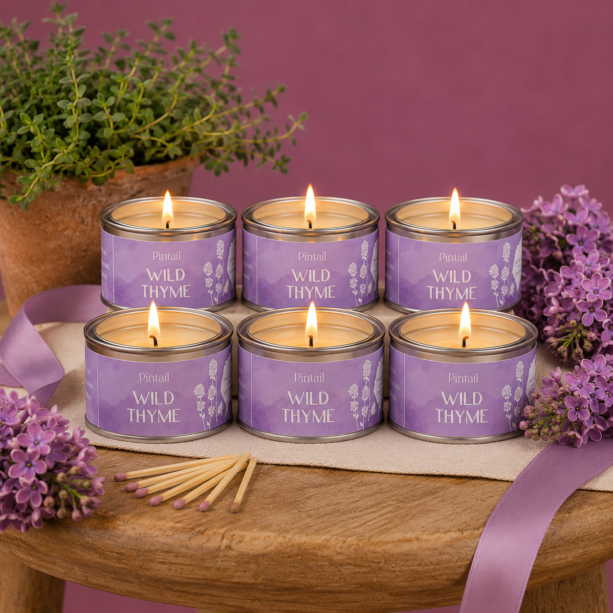 Wild Thyme Paint Pot Candle - SIx Pack