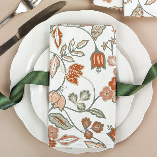 Vintage Floral Napkins - Rust (Pair)