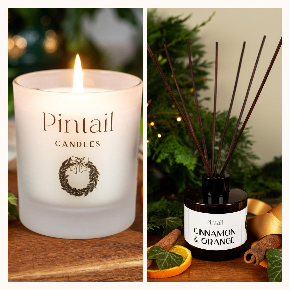 Cinnamon & Orange glass candle and reed diffuser