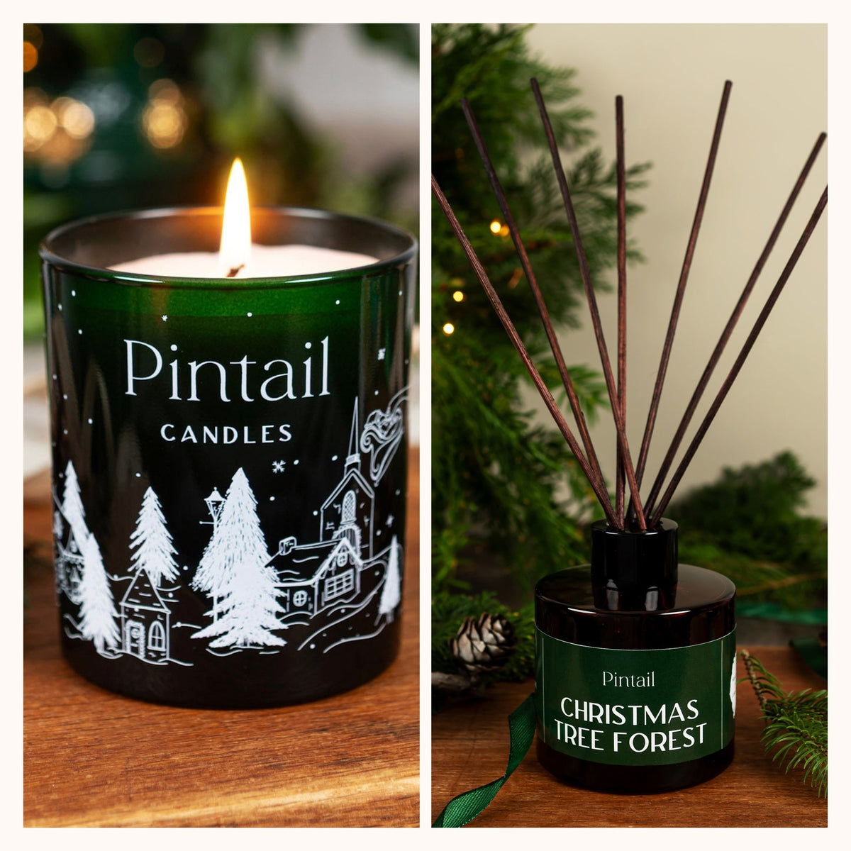 Christmas Tree Forest glass candle and reed diffuser