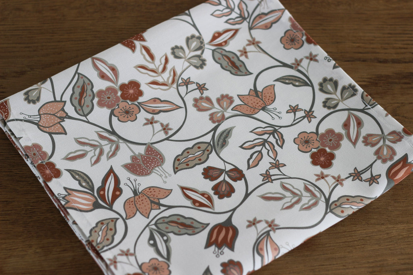 Vintage Floral Tablecloth - Rust