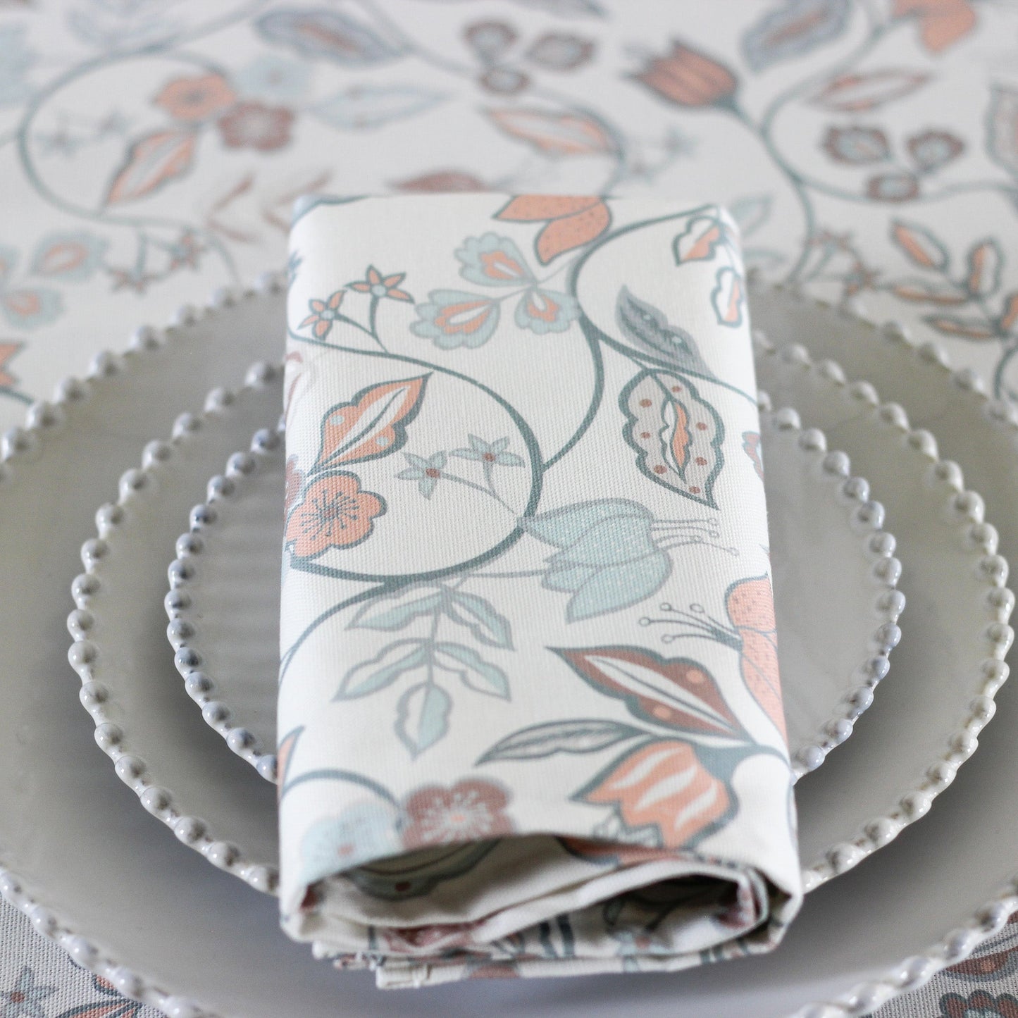 Vintage Floral Tablecloth - Periwinkle